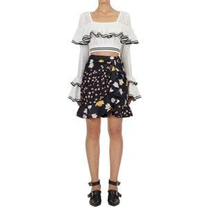 Self-Portrait Mixed Floral Ruffle Skirt NEW